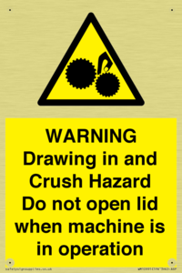 Warning Drawing in and Crush Hazard